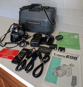 Vintage Canon E08 Canovision 8mm Video Camera / Recorder Bundle With Case
