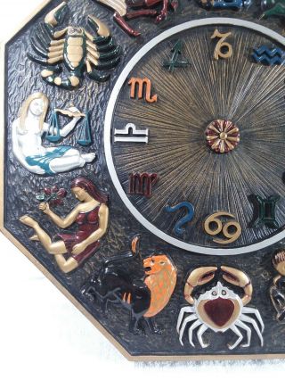 Vintage 1969 Mid Century Wall Art or clock zodiac Plaque 7157 Decor astrology 3