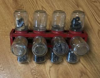 Vtg Metal Carousel Organizer Glass Baby Food Jar Bin Tool Nuts Bolts Nails