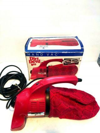 Vintage Royal Dirt Devil Red Hand Vac Model 103 Handheld Vacuum Cleaner W Box