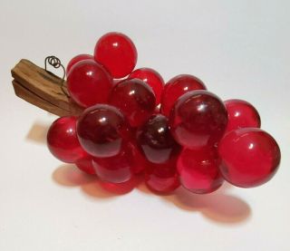 Vintage Mid Century Lucite Acrylic Grape Cluster Red Granoby Of Ca