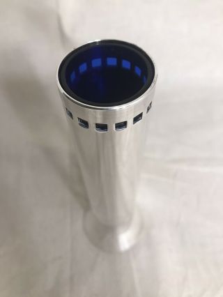 Swid Powell Italian Silver Plate Vase W/cobalt Glass Insert By Richard Meier
