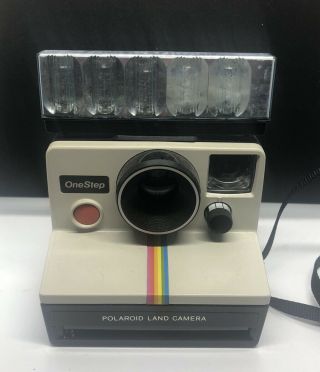 Vintage Poloroid One Step Land Camera & General Electric Flash Bar Not