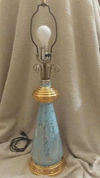 Table Lamp Light Deena China 24 Karat Gold Turquoise Blue Retro 24k