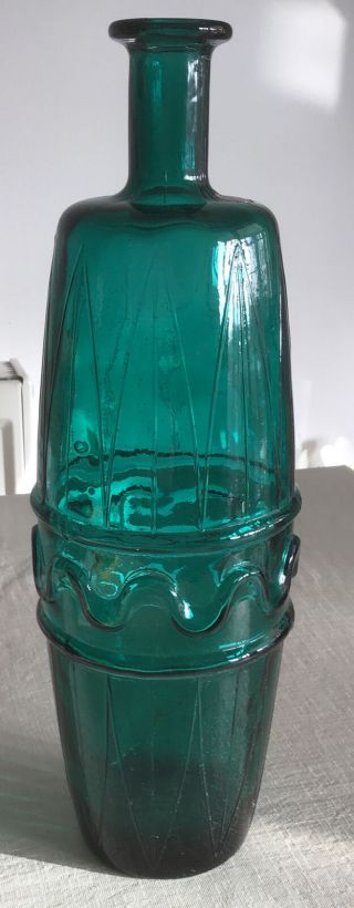 Vintage Italian Empoli Green Glass Genie Bottle