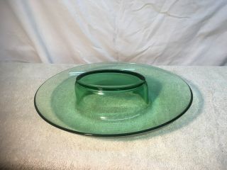 Vintage Mid Century Green Glass Chip Dip Serving Bowl Christmas Holiday