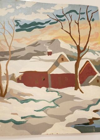 Vintage 2 Paint By Number 8 x 10 Winter Scenes/Barn/Snow Scene/Cute 2