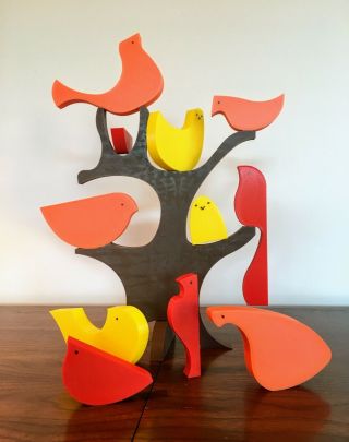" Birds On A Tree " Puzzle.  Mid - Century Modern Design.  One - Of - A - Kind.