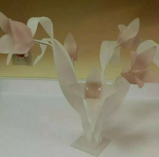Vintage Retro Acrylic Lucite Plastic Frosted Flowers Bouquet Sculpture Mcm 15 "