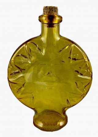Vintage Glass Sun Face Bottle Decanter With Cork Celestial