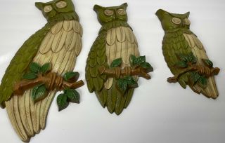 Vintage 1960s Wall Owls Set Of 3 Great Character Wall Art Mid Century Mod