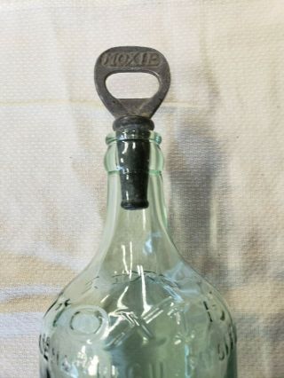 Vintage Moxie Bottle with Metal Stopper Green Glass Circa 1930 - 60 ' s 3
