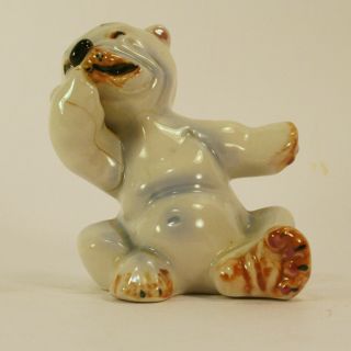 Vintage Ceramic Bear Salt And Pepper Shaker Mid - Century Glazed Porcelain