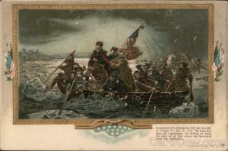 Patriotic Washington Crossing The Delaware Antique Postcard Vintage Post Card