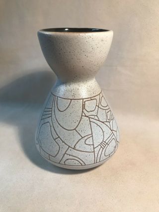 Vintage Israel Mid Century Modern Lapid Sagrafito Art Pottery Ceramic Vase