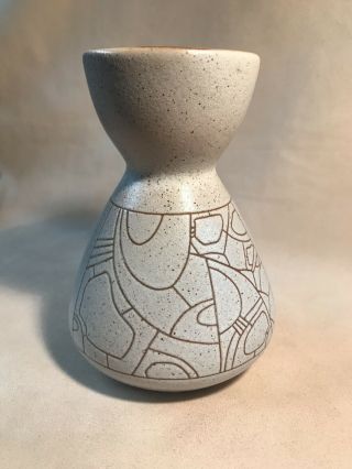 Vintage Israel Mid Century Modern Lapid Sagrafito Art Pottery Ceramic Vase 2