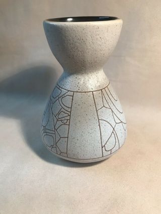 Vintage Israel Mid Century Modern Lapid Sagrafito Art Pottery Ceramic Vase 3