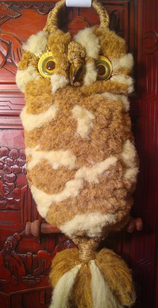 Vintage Macrame 60 - 70 ' s Boho Owl Wall Hanging Hippie art tapestry Collectables 2
