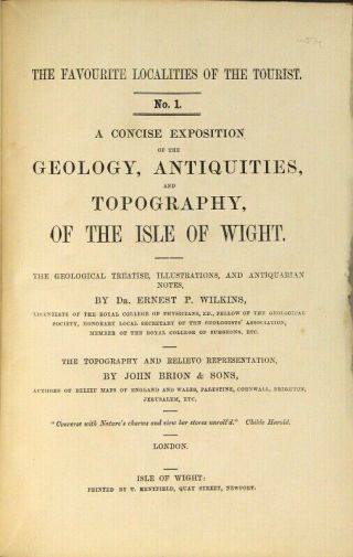 Ernest P Wilkins / Concise Exposition Of The Geology Antiquities 1st 1859 Travel
