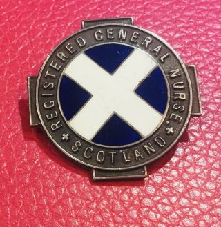 Vintage Sterling Silver & Enamel General Registered Nurse Scotland Badge