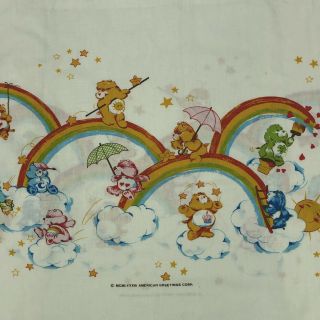 Vintage 1983 Care Bears Twin Bed Sheet Set (fitted,  Flat,  Pillow Case) Guc