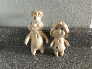 Vintage Set Of Pillsbury Dough Boy And Girl Rubber Figurines