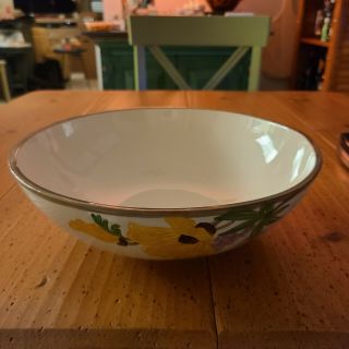 Franciscan Poppy 11 " Round Large Salad Serving Bowl - Yellow & Purple Flowers