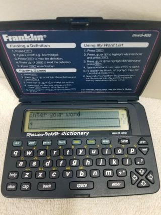 Vintage Franklin Electronic Dictionary Mwd - 400 Merriam Webster Pre - Owned