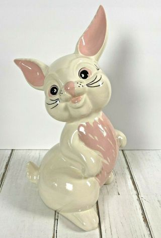 Vintage Large Ceramic Bunny Rabbit Painted Hand Crafted 17 " High Figurine