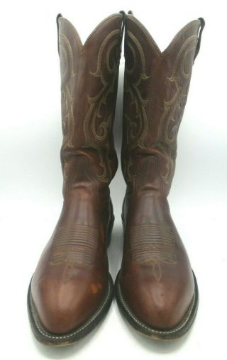 Vintage Tony Lama Brown Leather Men ' s Cowboy Western Boots.  Size 11.  5 D 2