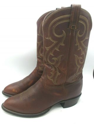 Vintage Tony Lama Brown Leather Men ' s Cowboy Western Boots.  Size 11.  5 D 3