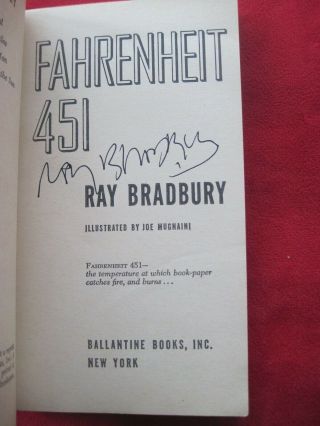 FAHRENHEIT 451 - SIGNED BY RAY BRADBURY - TRUE FIRST EDITION FIRST PRINTING 1953 2