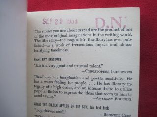 FAHRENHEIT 451 - SIGNED BY RAY BRADBURY - TRUE FIRST EDITION FIRST PRINTING 1953 3