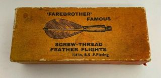 Vintage Farebrother Screw Thread Feather Flight Darts Wood C13