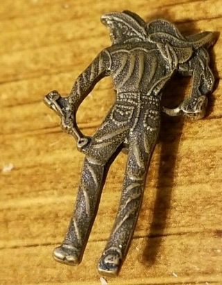 VTG RODEO STERLING SILVER COWBOY CARRYING SADDLE BRANDING IRON JEANS BROOCH PIN 2
