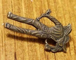 VTG RODEO STERLING SILVER COWBOY CARRYING SADDLE BRANDING IRON JEANS BROOCH PIN 3