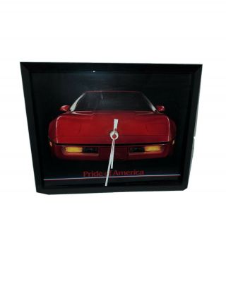 Vintage Corvette Glass Picture Wall Clock Carnival Prize 1990 