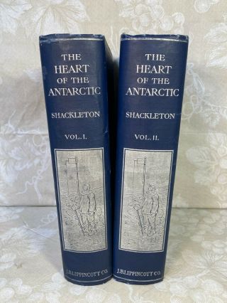 The Heart Of The Antarctic 2 Volumes By E H Shackleton 1909