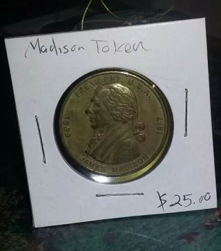 Collectible Vintage President James Madison Commemorative Token Medal Look Bid