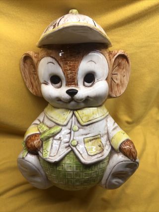Vintage Treasure Craft Mouse Ceramic Cookie Jar Usa Approx.  13 " Tall Brown Cute