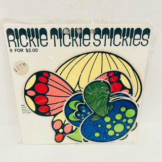 9 Rickie Tickie Stickies 1970 Stickers Rare Butterflys Psychedelic Mushrooms