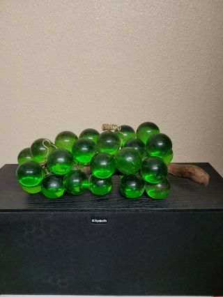 Vintage Mid Century 1960s Green Lucite Acrylic (glass) Grapes Cluster Large 12 "