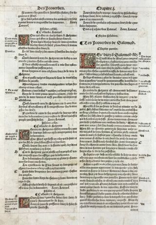 1535 French Bible Leaf - First Edition - Proverbs - 4 Leaves You Pick One