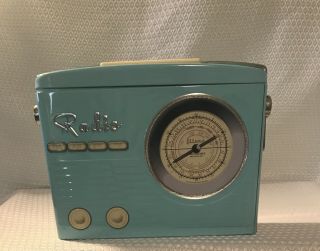 Collectable Radio Tin Turquoise/aqua Blue Vintage/mid Century Modern Style