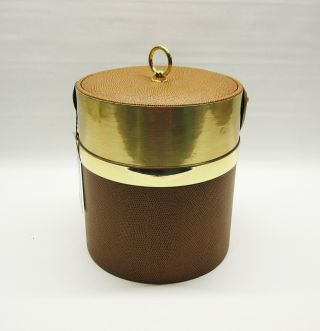 Vintage Georges Briard Ice Bucket Faux Leather And Brass Mid Century Modern Usa