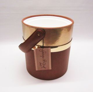 Vintage Georges Briard Ice Bucket Faux Leather and Brass Mid Century Modern USA 3