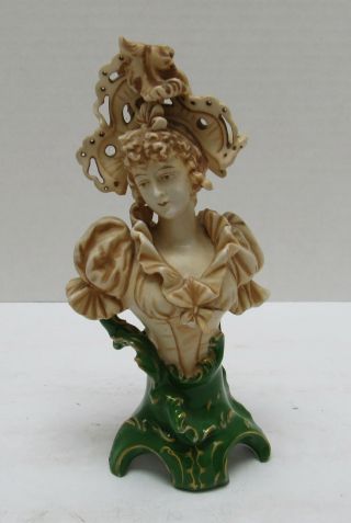 Vintage Ceramic Bust Victorian Woman Figurine 6.  5 "