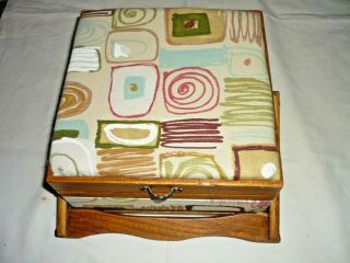 Vintage Sewing Box Mid Century Modern Fabric 8 X 8 X 4 Basket