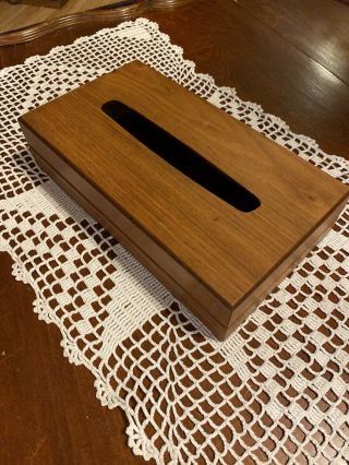 American Walnut Tissue Box By National Products Usa Made Two Piece Slide