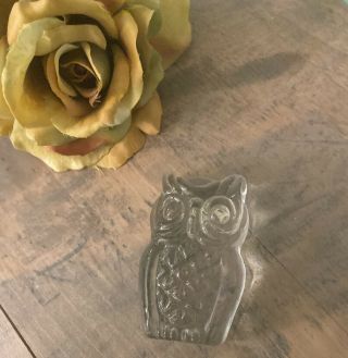 Vintage Viking Clear Crystal Glass Figural Owl Paperweight Small